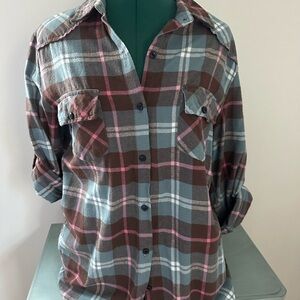 Flannel Plaid Button-Up Shirt